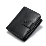 Cowhide Leather Wallet Men Zipper Coin Purse Large Capacity