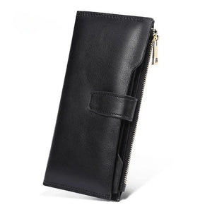 RFID Leather Handbag Long Wallet Top Cowhide Card Mobile Phone Bag