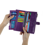 RFID Leather Handbag Long Wallet Top Cowhide Card Mobile Phone Bag