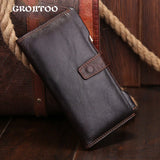 RFID Leather Handbag Long Wallet Top Cowhide Card Mobile Phone Bag