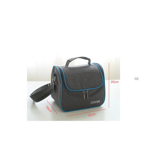 Gray-blue Minimalist Thermo Food Insulated Bag Travel Picnic Thermal Lunch Box