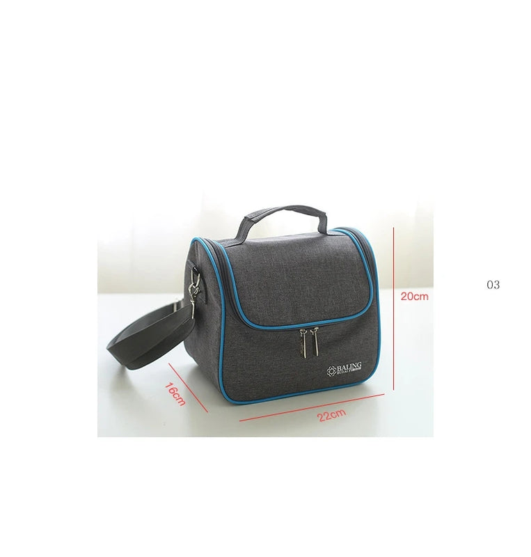 Gray-blue Minimalist Thermo Food Insulated Bag Travel Picnic Thermal Lunch Box
