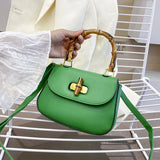 Women's Bamboo Saddle Bag Shoulder Crossbody Purse Handbag