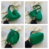 PU Leather Pleated Shoulder Bag Women Large Capacity Handbags