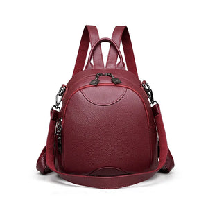 Vintage Leather Backpack for Women, Travel Shoulder Bag, School Bags for Girls