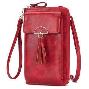 Red Mini Cellphone Bag Crossbody Wallet Long Strap