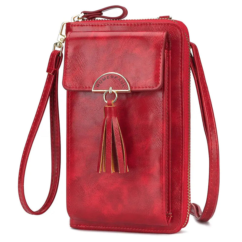 Red Mini Cellphone Bag Crossbody Wallet Long Strap