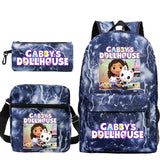Gabby Dollhouse Knapsack 3pcs/set Bookbag Girls Boys School Backpack