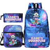 Gabby Dollhouse Knapsack 3pcs/set Bookbag Girls Boys School Backpack