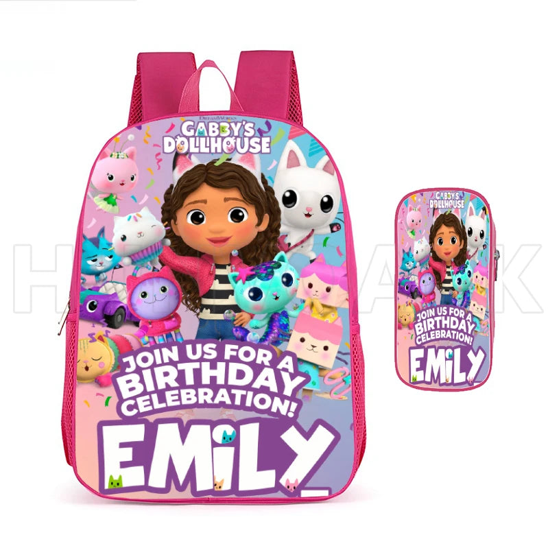 Gabby's Dollhouse School Bags 12" Backpack Princess Girls Cute Mochilas