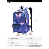 Galaxy Backpack School College USB Charging Port Teen Boys Girls Daypack