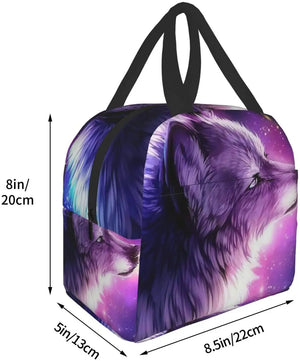 Space Wolf Lunch Box Travel Bag Insulated Cooler Lunch Bags Girls Boy Picnic Tot
