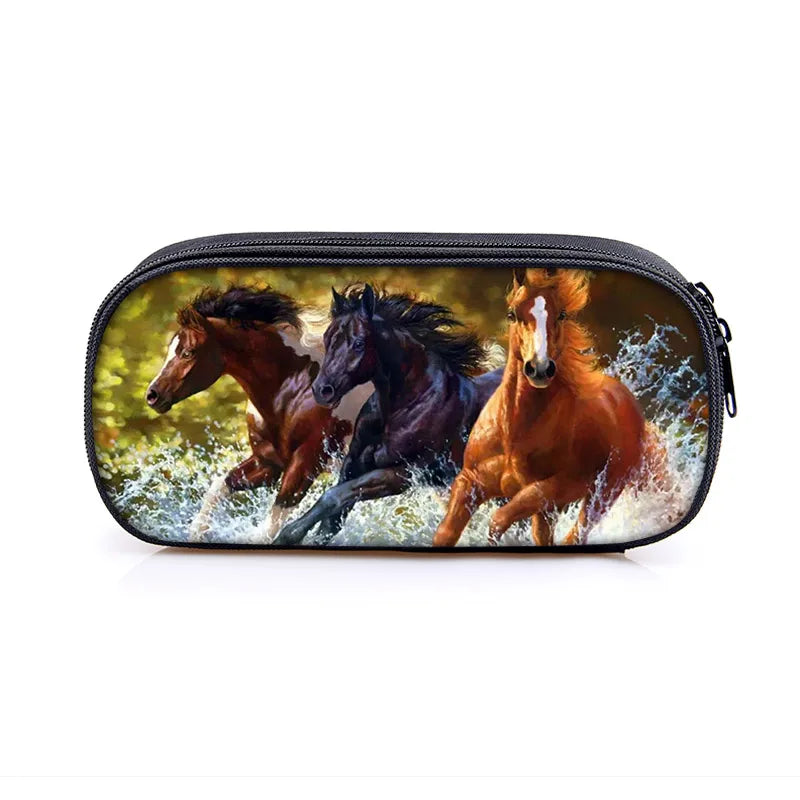 Animal Horse Print Pencil Bag for Kids