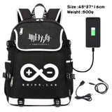 Arknights Canvas Backpack USB Charging Travel Laptop Bag