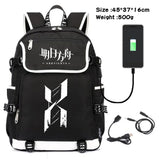 Arknights Canvas Backpack USB Charging Travel Laptop Bag