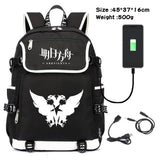 Arknights Canvas Backpack USB Charging Travel Laptop Bag