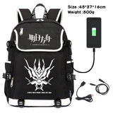 Arknights Canvas Backpack USB Charging Travel Laptop Bag