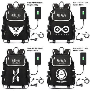 Arknights Canvas Backpack USB Charging Travel Laptop Bag