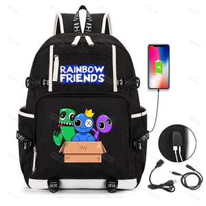 Rainbow Game Cosplay Backpack Boys Girls Student School Bag USB Charging
