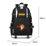 Crash Bandicoot Backpack for School Teens, Charging Port, Laptop Travel Bag