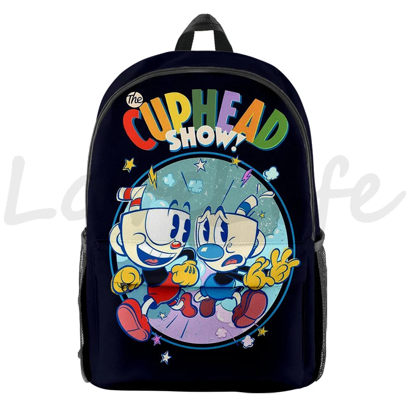 Cuphead Mugman Backpack for Kids School Bags 3D Schoolbag