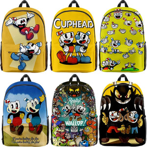 Cuphead Mugman Backpack for Kids School Bags 3D Schoolbag