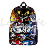 Cuphead Mugman Backpack for Kids School Bags 3D Schoolbag
