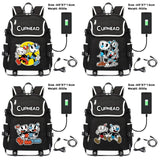 Cuphead Mugman Canvas Backpack Schoolbag USB Charging Travel Laptop Bag