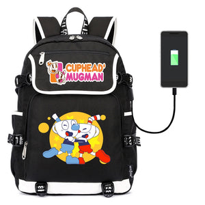 Cuphead Print Backpack USB Charging Knapsack Unisex Packsack