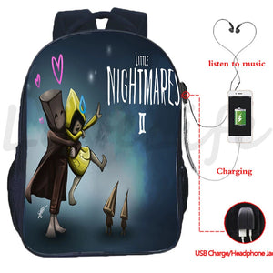 Little Nightmares 2 Mono USB Charging Backpack Double Layer Ruck