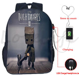 Little Nightmares 2 Mono USB Charging Backpack Double Layer Ruck
