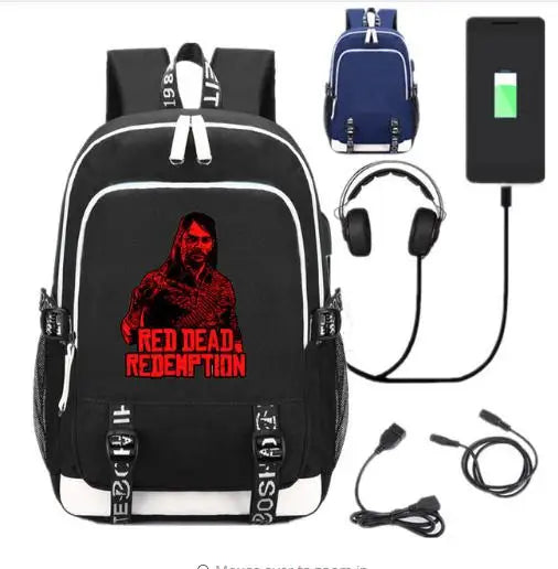RDR2 USB School Backpack Cosplay Unisex
