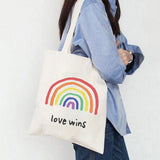 Love Wins Women Shopping Bag Love is Love Handbags Lady Canvas Bag