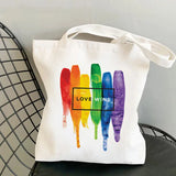 Love Wins Women Shopping Bag Love is Love Handbags Lady Canvas Bag