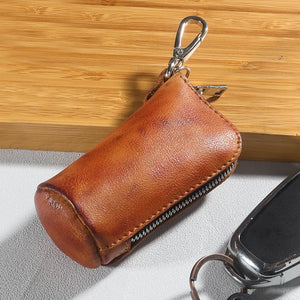 Gebwolf Universal Car Key Case Wallets Retro Cowhide Key Chain Bag Holder