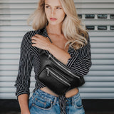Geestock Waist Pack Bag PU Leather Belt Bags Fanny Pack Adjustable Belt