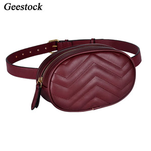 Geestock Women Waist Packs Bag PU Leather Round Belt Bag Female Fanny Pack