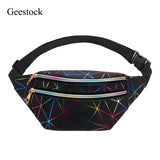 Geestock Holographic Waist Bags for Women Banana Female Fanny Pack
