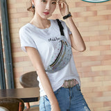 Geestock Holographic Waist Bags for Women Banana Female Fanny Pack