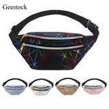 Geestock Holographic Waist Bags for Women Banana Female Fanny Pack