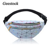 Geestock Holographic Waist Pack Bags for Women Glitter Fanny Pack