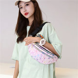Geestock Holographic Waist Pack Bags for Women Glitter Fanny Pack