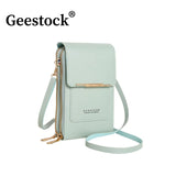 Geestock Leather Handbag Womens Crossbody Purse with Touch Screen Phone Pocket