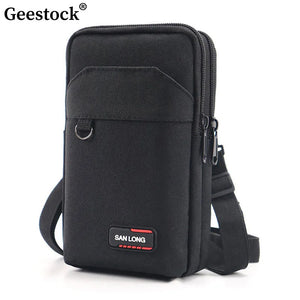 Geestock Men Waist Bag Purse High Waist Fanny Pack Double Layer Phone Pouch Bag