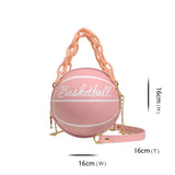 Geestock Basketball Messenger Bag PU Shoulder Chains Round Tote