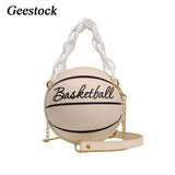 Geestock Basketball Messenger Bag PU Shoulder Chains Round Tote