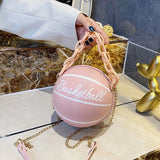 Geestock Basketball Messenger Bag PU Shoulder Chains Round Tote