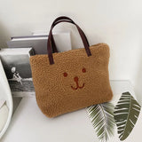 Geestock Plush Tote Bag Women's Winter Large Shoulder Handbag