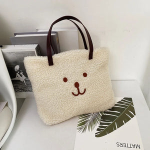 Geestock Plush Tote Bag Women's Winter Large Shoulder Handbag