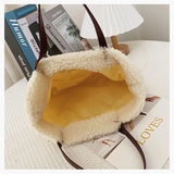 Geestock Plush Tote Bag Women's Winter Large Shoulder Handbag